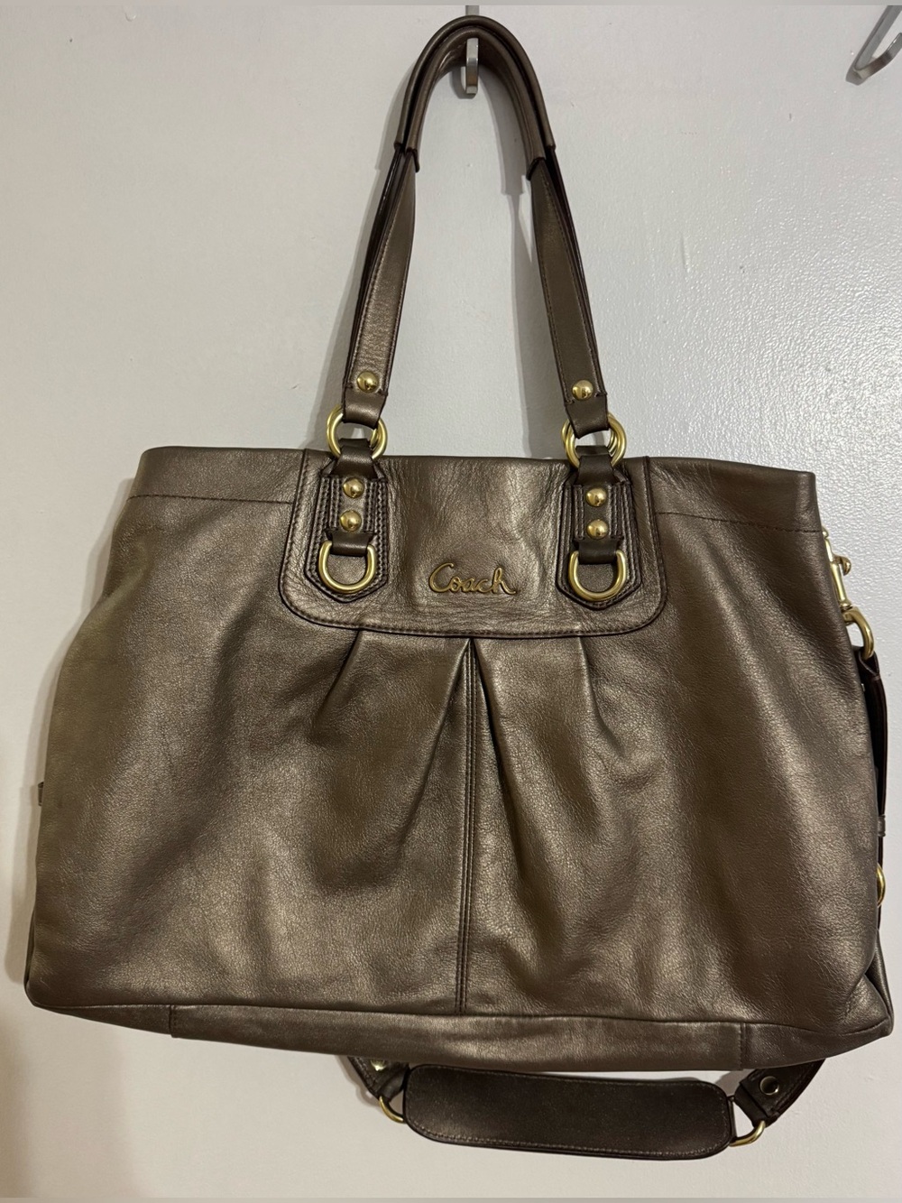 Vintage Coach Ashley Metallic Bronze Leather Satchel *See Description*